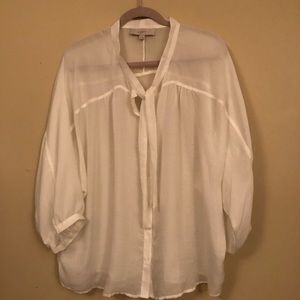 Sale! Sheer white blouse, Loft, XL